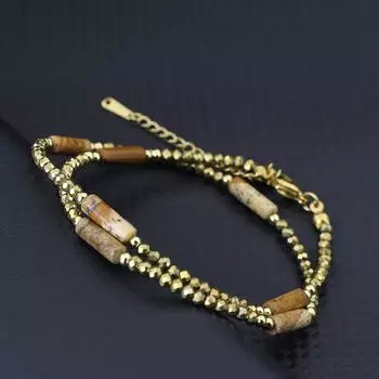 Бохо красочный кристалл натуральный агат тигровый глаз камень бисерный браслет женский винтажный двойной шнурок для друзей ювелирный подарок чёрный