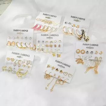 Бохо Металлические Акриловые Геометрические Серьги Набор Серьги-гвоздики Серьги-кольца Модные Ювелирные Изделия Для Женщин