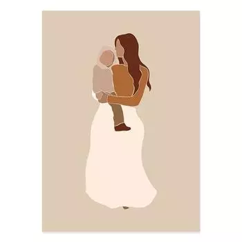 Бохо Мид-сенчури Беременная Мать Материнство Ребенок Настенное Искусство Постеры Принты Картина для Спальни Домашний Декор Холст 21cm30cm NoFrame