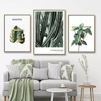 Boho Monstera Bamboo Leaf Sun Абстрактная настенная живопись на холсте Плакаты на скандинавскую тему и принты картинки для гостиной Домашний декор 21x30cm No Framed