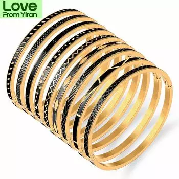 Бохо новый эмалированный браслет европейские полосатые геометрические браслеты и браслеты женские модные подвески браслеты плетеные украшения для вечеринок 60mm