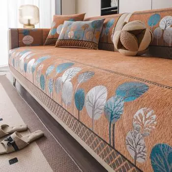 Бохо Полнолуние Дерево Жаккардовый Шенилловый Чехол на Диван для Гостиной Чехол на Сиденье Дивана Декор Мебели Защитник Противоскользящее Полотенце для Дивана 70*70cm оранжевый