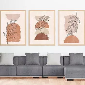Бохо-постер с минимальным ботаническим принтом, абстрактная картина на холсте, современный скандинавский настенный рисунок середины века для гостиной, домашнего декора 21x30cm No Framed