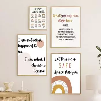 Бохо Ретро Цитата Офис Стена Арт Терапия Плакат Печать Мотивационный Текст Холст Картина Психология Фреска Украшение Гостиной 21cm30cm NoFrame