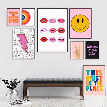 Бохо Ретро Плакат Модный Художественный Принт Абстрактная Молния Холст Картина Цитата Современная Настенная Галерея Картина Гостиная Домашний Декор 21x30cm No Framed