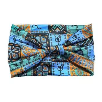 Бохо Широкая Повязка на Голову Африканский Этнический Стиль Богемный Стиль Повязка для Волос Головные Платки для Йоги Головной Убор Модные Аксессуары синий