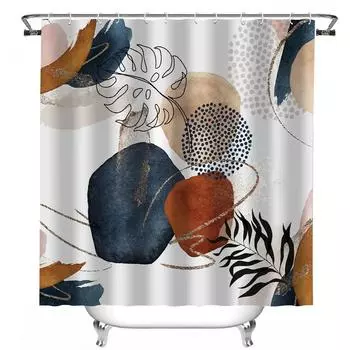Boho Shower Curtain Waterproof Bathroom Curtain with 12 Hooks 72 x 72 Modern Shower Plant Printed Curtain Set For Bathroom 90X180cm