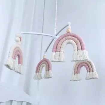 Бохо Стиль Кисточка Радужный Кулон Ветер Перезвон Кулон Детская кроватка Мобильные погремушки Игрушка Музыкальная Подвесная игрушка для DIY Детская кровать 5