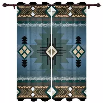 Boho Tribal Totem High Shadowing Window Warehouse Modern European Style Спальня Плотная Плотная Штора для Гостиной Шторка-Шторка W55 X H120cm X 2&HOOK