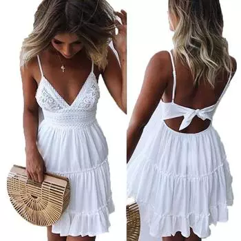 Boho Women Summer Short Mini Dress Evening Cocktail Party Beach Sundress Dresses 2XL