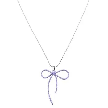 Bohomian Beaded Choker Necklace Bow Chain Necklaces Bowknot Neckwear Wedding Party Jewelry for Women and Girls фиолетовый