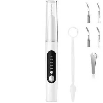 BOJNGEWIN Ultrasonic Teeth Cleaner Dog Toothbrush USB Rechargeable 5 Modes Adjustable LED Lighting Cleaning Kit IPX6 Waterproof for Cats and Dogs белый