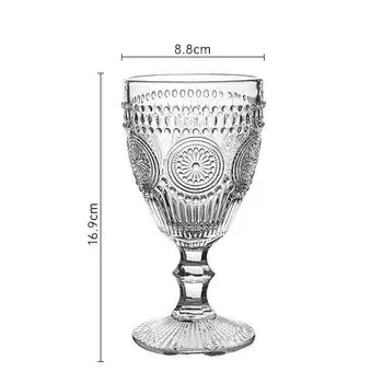 Бокал 300 мл в стиле Инс, бокал для коктейлей, чаша на высокой ножке, тисненый узор подсолнуха, стакан для воды, стакан для сока, кофейная чашка для кухни, бара