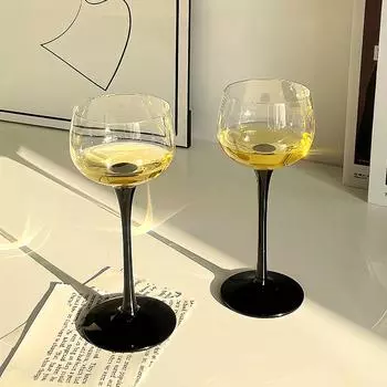 Бокал для коктейля игристого вина, прозрачный/черный, стеклянная посуда с длинной ручкой, винтажный стиль, стаканы для питья