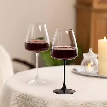 Бокал для красного вина с вогнутым дном, выдувной вручную большой хрустальный бокал для вина с красным дном, прозрачный/черный стеклянная посуда с длинной ручкой