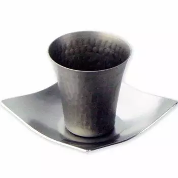 Бокал для сакэ Nagao Ochoco 65 мл, титановый, с блюдцем, набор для пролития сакэ SAKEMOOD, сделано в Японии