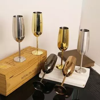 Бокал для шампанского из нержавеющей стали, матовый, матовый, бокал для красного вина, бокал для коктейля, высокая ножка, бокалы для домашней вечеринки KTV