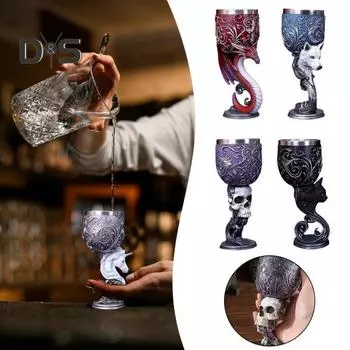 Бокал для вина «Дракон», кубок для кошки, кубок из нержавеющей стали, смола, готический, мрачный, Хэллоуин, декоративный бар, виски, коктейль, стаканы для пива, вина A