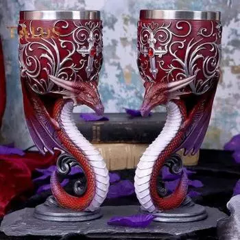 Бокал для вина «Дракон», кубок для кошки, кубок из нержавеющей стали, смола, готический, мрачный, Хэллоуин, декоративный бар, виски, коктейль, стаканы для пива, вина B