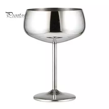 Бокал для вина из нержавеющей стали с широким горлом, удобная ручка, устойчивый к изгибу, прочный бокал для шампанского-купе серебряный