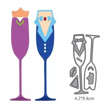 Бокал для вина, костюм, галстук, бокал, дизайн, стиль, трафарет для резки металла для DIY, скрапбукинг, альбом, фототиснение, бумажная карта, ремесленный декор серебряный