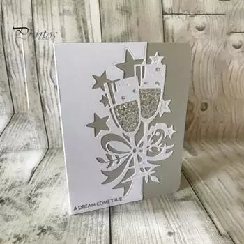 Бокал для вина, металлические режущие штампы, сделай сам, скрапбукинг, тиснение, бумажные карты, альбом, трафарет серебряный