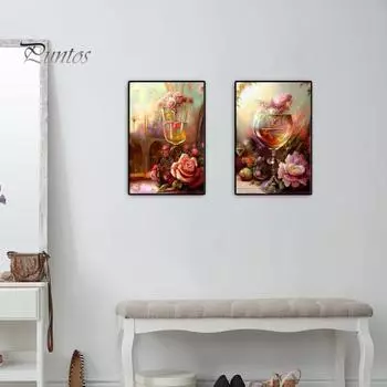 Бокал для вина, набор для рисования цветов, 5D DIY, стразы, повышение креативности, снятие стресса, развитие терпения, рисунок со стразами для всех возрастов A