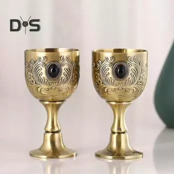 Бокал для вина с тиснением, 25 мл, винтажная бронзовая изысканная чашка с королевским тиснением, домашний декор бронзовый