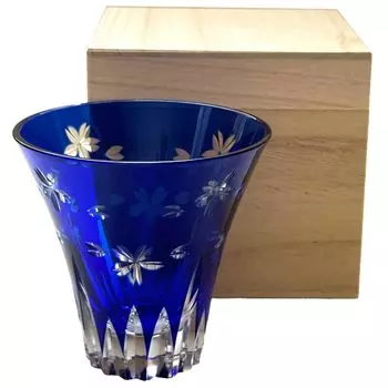 Бокал Rurumi Fuji Cherry Blossom Kiriko в коробке Paulownia Бокал Fuji Kiriko Rocks с эксклюзивной коробкой Подарок на годовщину Подарок на гору. (Голубая Фудзи)