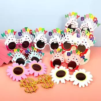 Бокалы для дня рождения Девичник С днем рождения Реквизит для фотобудки Украшения для фотобудки Взрослые Дети День рождения Украшения Аксессуары Black Daisy