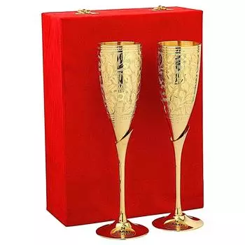 Бокалы для вина из латуни, металлические бокалы, фужеры для шампанского, Дивали, подарок на годовщину свадьбы для пары, для корпоративных клиентов - набор из 2 шт.