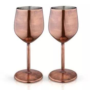Бокалы для вина из нержавеющей стали, медные, матовые, набор из 2 шт.