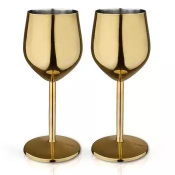 Бокалы для вина из нержавеющей стали, позолоченные, матовые, набор из 2 шт.