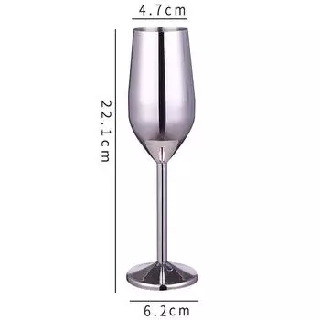 Бокалы из нержавеющей стали 220 мл, бокал для красного вина, сок, напиток, бокал для шампанского, вечерняя посуда для бара, кухонная посуда для напитков серебряный