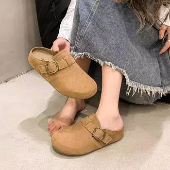Boken обувь женская сумка головные полутапочки носить 2024 новая осенняя обувь с одной педалью ленивые ретро Boken полутапочки 35 светло-коричневого