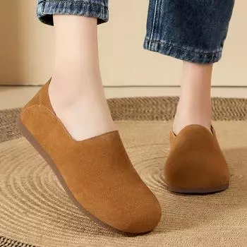 Boken shoes women s summer new retro versatile flat shoes lazy shoes one pedal leather beanie shoes trendy women s shoes 35