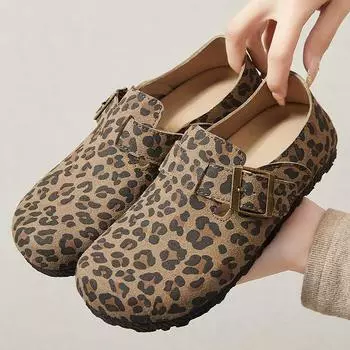 Boken Women s Spring New Leopard Pattern Fashion Women s Shoes Flat Leather Soft Bottom Single Shoes Women s Casual Shoes 35