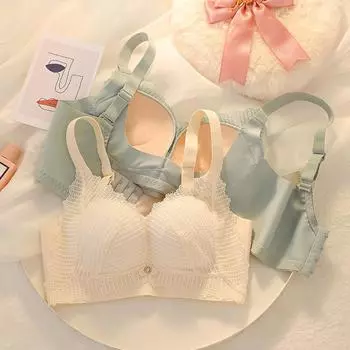 Боковая часть из латекса и хлопка без клея, маленькая чашечка, слегка толстый бюстгальтер без стали, сексуальное кружево, немагнитная регулировка, боковые косточки без 70B
