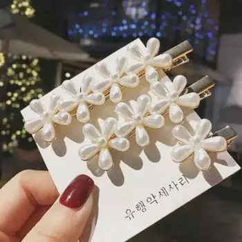 Боковая клипса с жемчужным цветком: Шпилька для волос в японском и корейском стиле для женщин и студенток