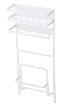 Боковая магнитная полка для стиральной машины Yamazaki Jitsugyo, белая, приблизительно. Ш28 x Г11 x В67 см. Башня для белья. Стойка для стиральной машины. Экономия места 3307