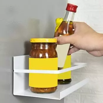 Боковая полка для холодильника Yousheng, компактная усиленная конструкция ограждения, магнитная стойка для хранения специй, кухонные принадлежности белый