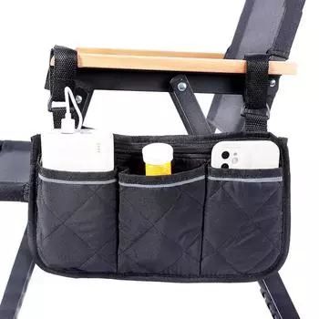 Боковая сумка для хранения на подлокотнике инвалидной коляски Водонепроницаемая сумка на подлокотник инвалидной коляски для большинства колес для ходьбы и аксессуаров для мобильного оборудования