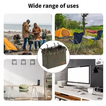 Боковая сумка для хранения походного стола, многофункциональная складная холщовая сумка с крючком, стол для пикника на открытом воздухе, подвесная посуда большой емкости хаки