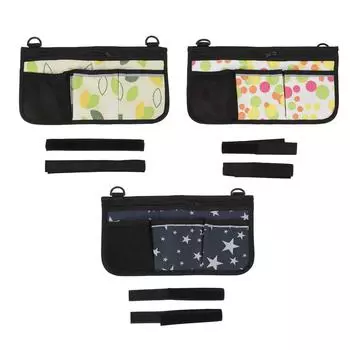 Боковая сумка для инвалидной коляски с подстаканником, водонепроницаемая ткань Оксфорд 600D, несколько карманов, регулируемый ремень C Type 3