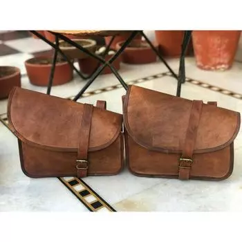 Боковая сумка Кожаные сумки Сумка Кофры Седельные сумки 2 сумки Мотоциклетная седельная сумка 11 x 9 x 5 in коричневый