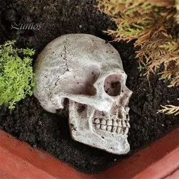 Боковое Лицо Человеческий Череп Орнамент Хэллоуин Декор Реалистичная Смола Статуя Ужаса Водонепроницаемое Украшение Домашнего Офиса И Двора Skull