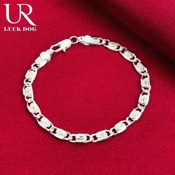 Боковой браслет из стерлингового серебра 925 пробы, модные свадебные украшения 20CM