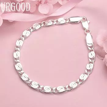 Боковой браслет из стерлингового серебра 925 пробы, модные свадебные украшения 20CM