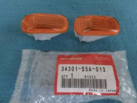 Боковой габаритный фонарь Honda Integra Civic Acura RSX, янтарный, 34301-S5A-013 x2, оригинальный, новый OEM
