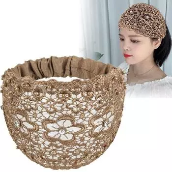Боковой макияж с жемчугом для девочек и женщин, повязка на голову, кружевной обруч для волос, повязка на голову в корейском стиле, аксессуары для волос чёрный